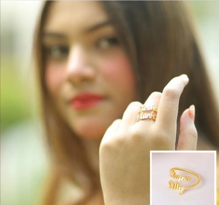 Customized Name Ring – Gold/Silver Plated Personalized Jewelry Gift for Her