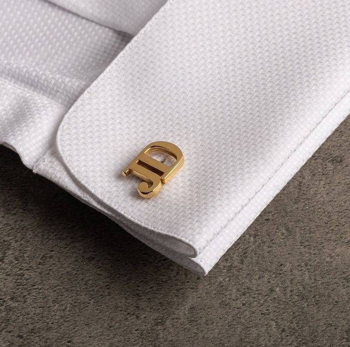 Customized Initial Cufflinks – Gold Plated Alphabet Letter Cufflinks Gift for Him