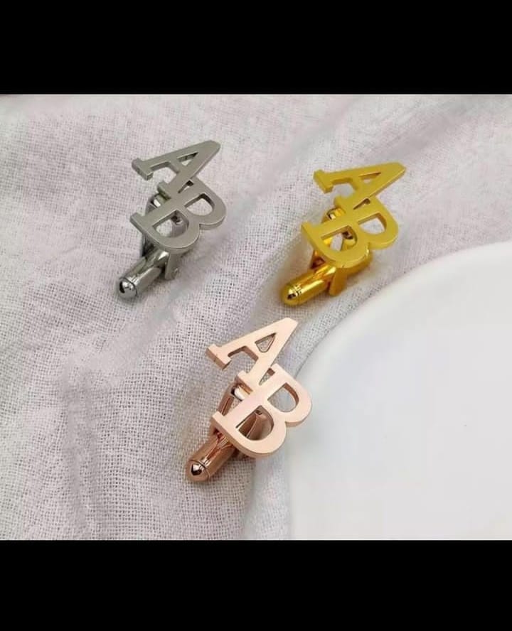 Customized Initial Cufflinks – Gold Plated Alphabet Letter Cufflinks Gift for Him