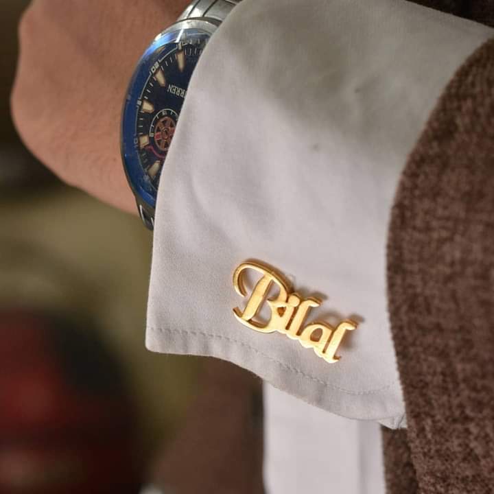 Customized Name Cufflinks – Gold Plated Formal Accessories for Him