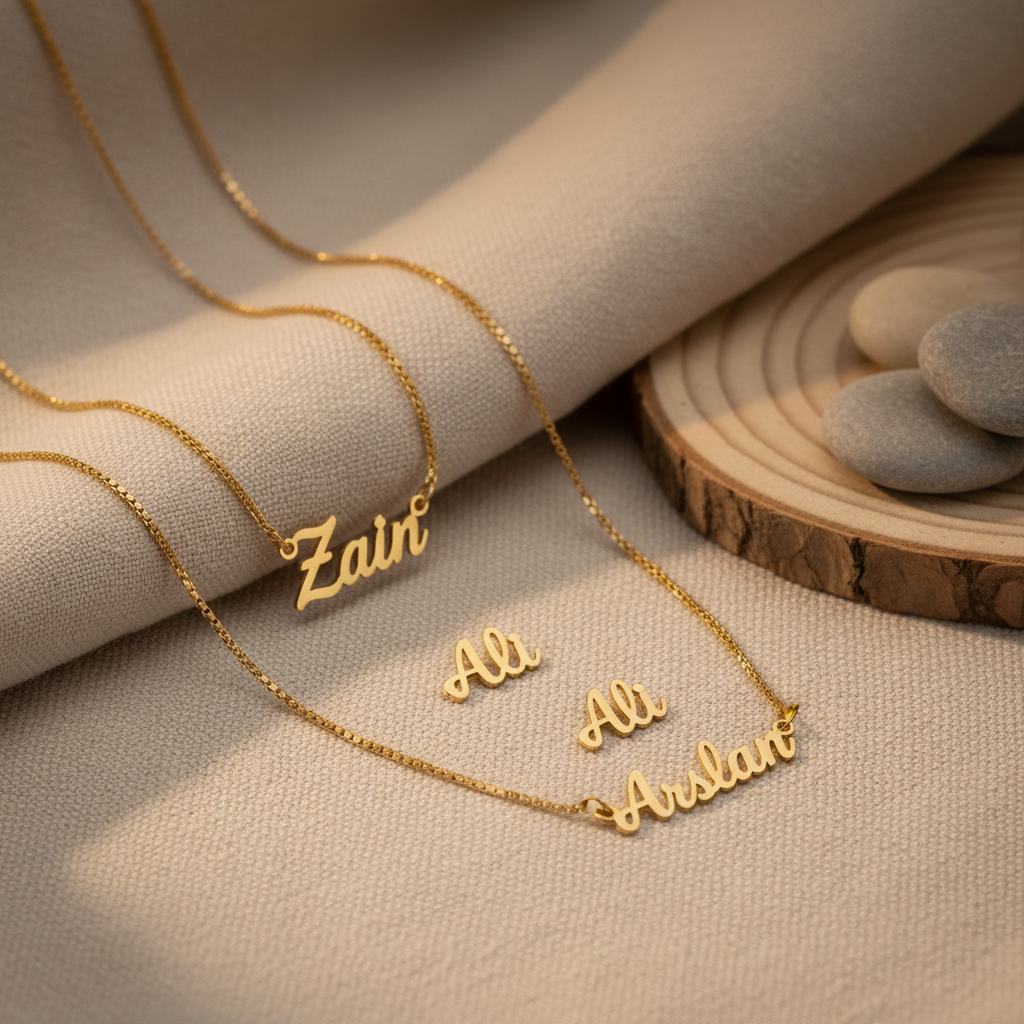 Custom Name Necklaces with Zain, Ali, and Arslan