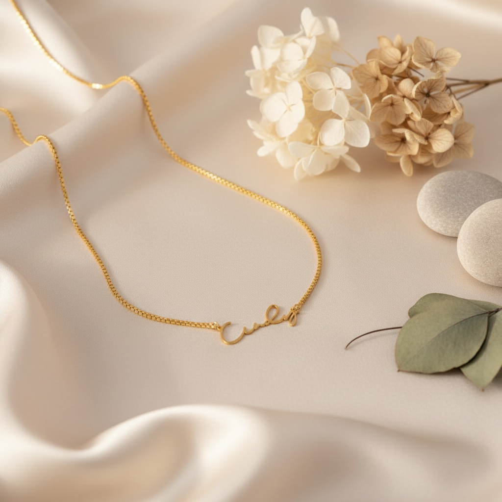 Custom Necklace with Name in elegant setting